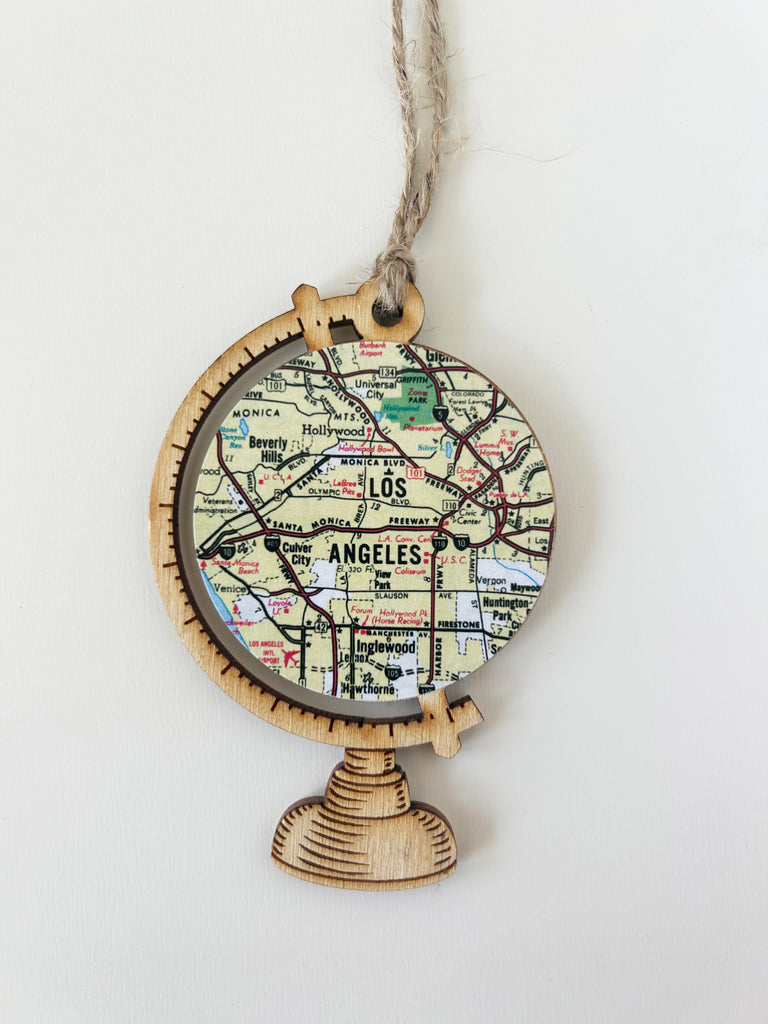 Los Angeles Map Globe Ornament