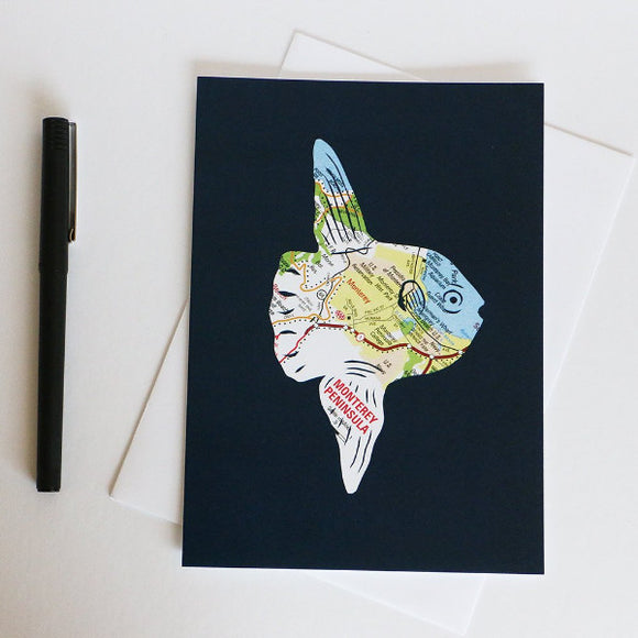 Ocean Sunfish Mola Mola greeting card by Granny Panty Designs