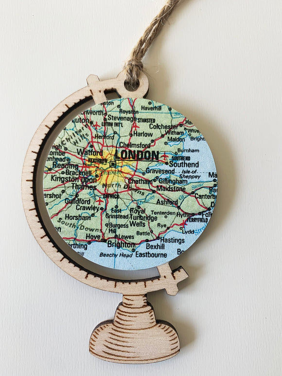 London Map Globe Ornament