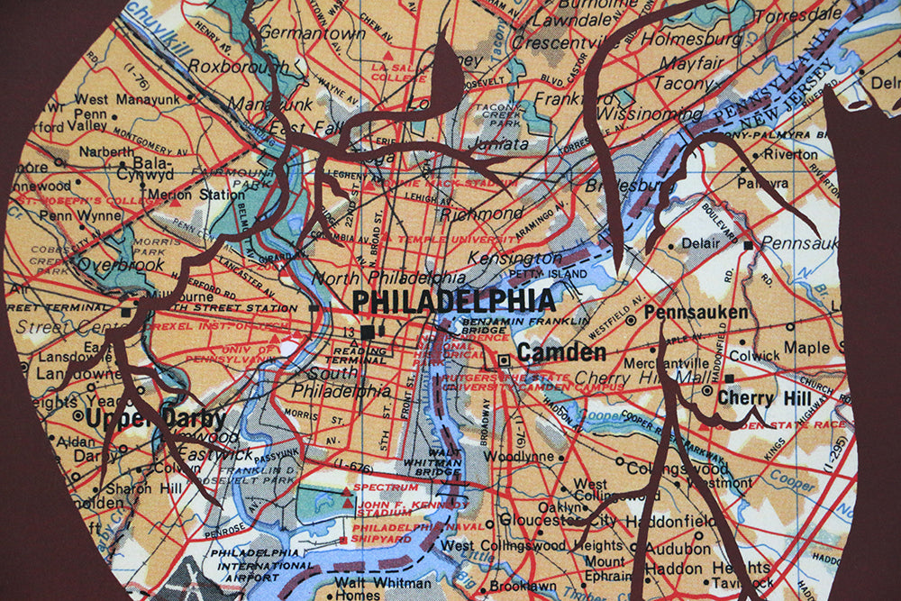Philadelphia map wall art papercut