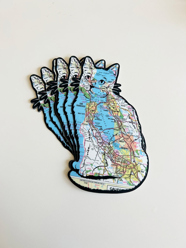 Bay Area Map Cat Sticker