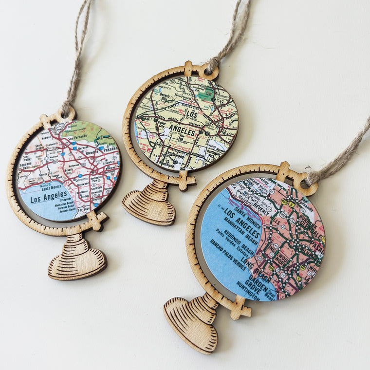 Los Angeles Map Globe Ornament