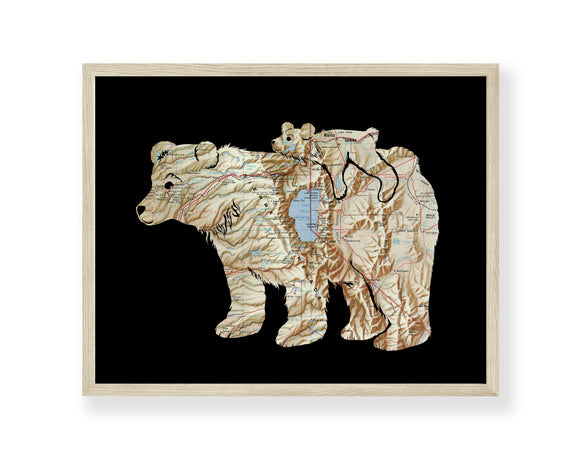 Lake Tahoe Bears - "Bear With Me" Map Print