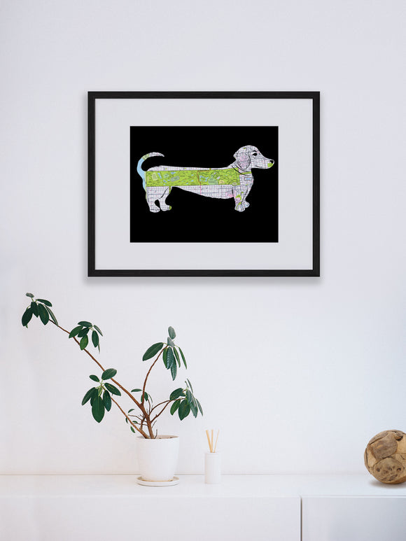 Golden Gate Park map art weiner dog daschund poster