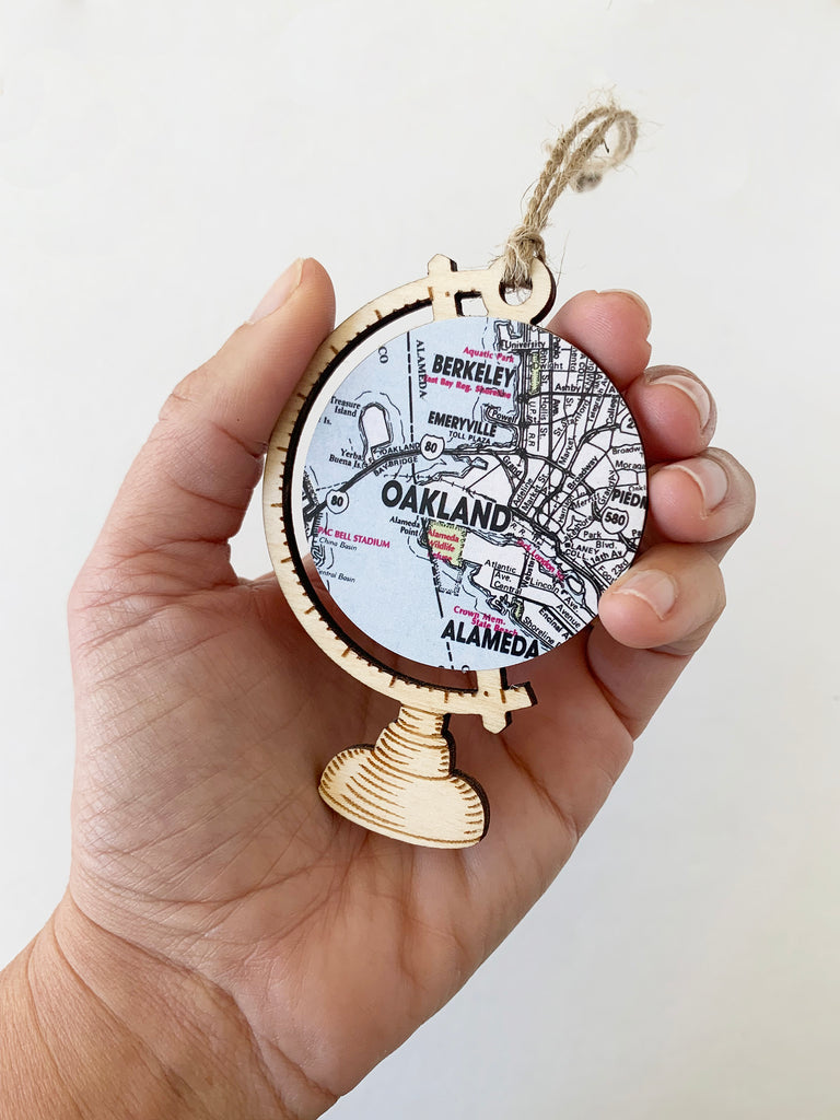 San Francisco Bay Area Map Globe Ornament