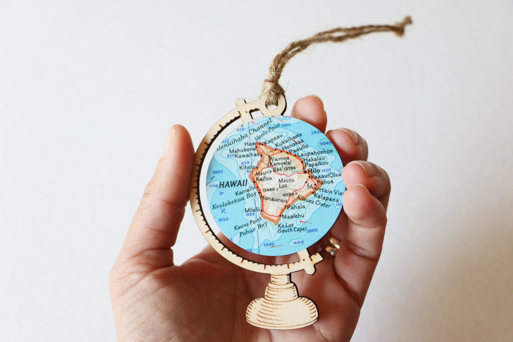 Hawaiian Islands Map Globe Ornament