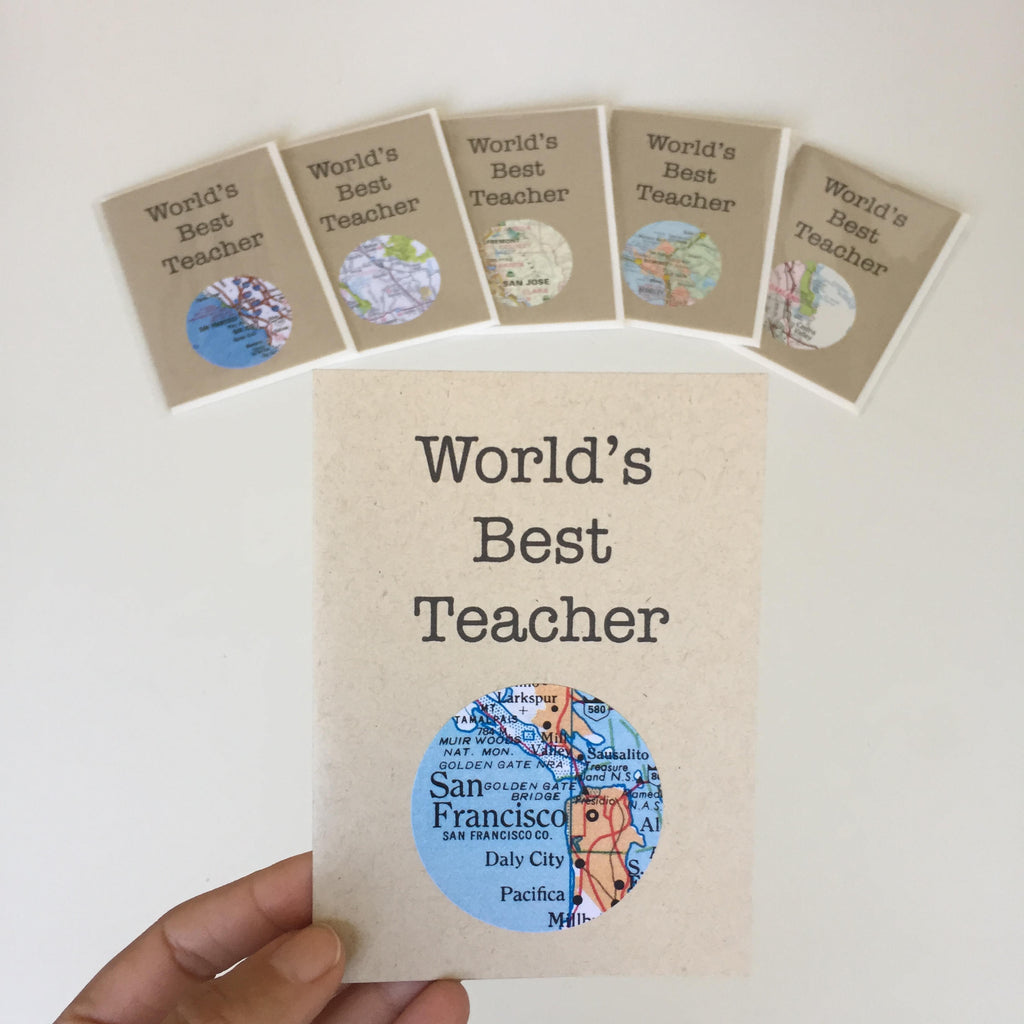 World's Best Teacher Mini Map Card