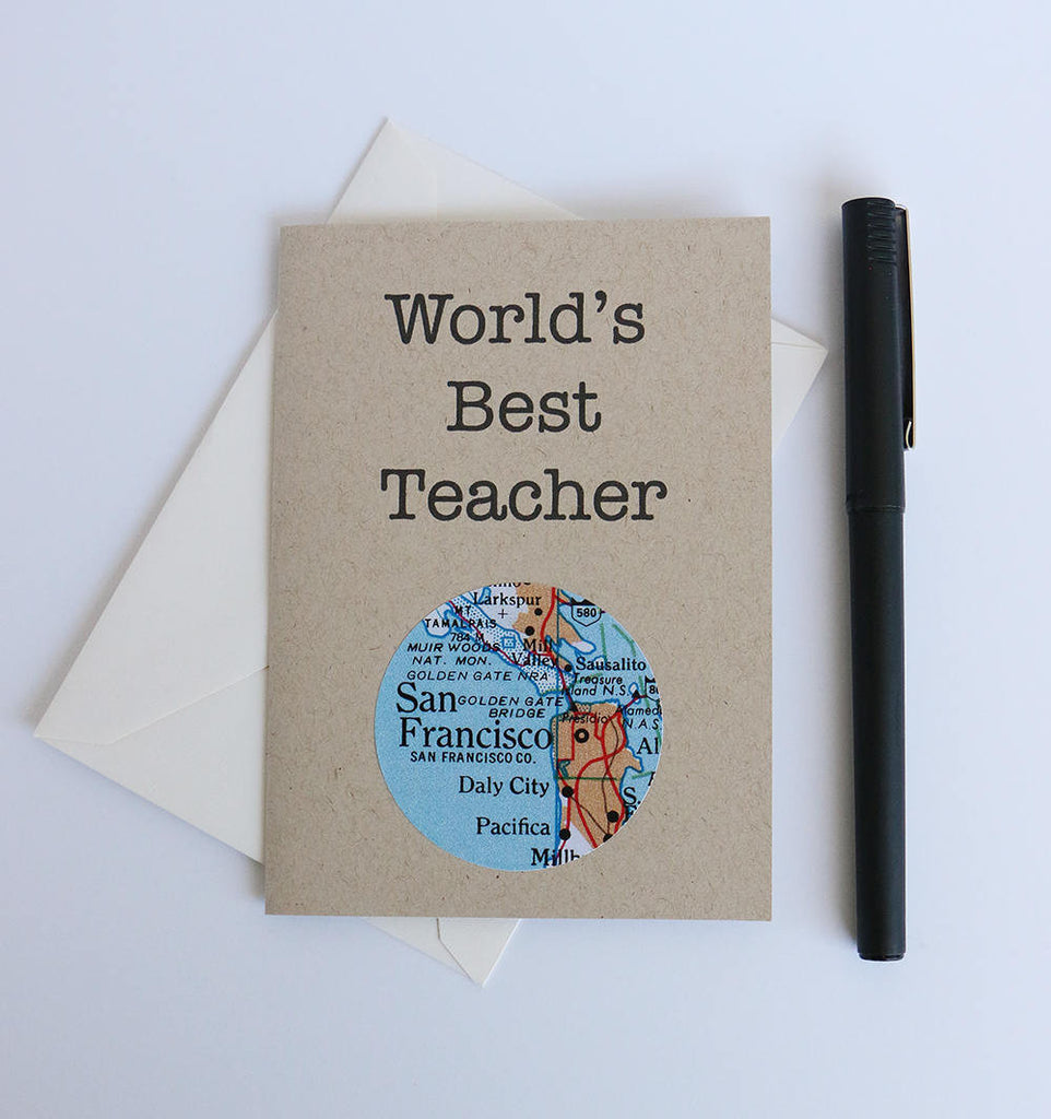 World's Best Teacher Mini Map Card