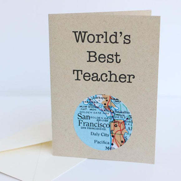 World's Best Teacher map card by Granny Panty Designs