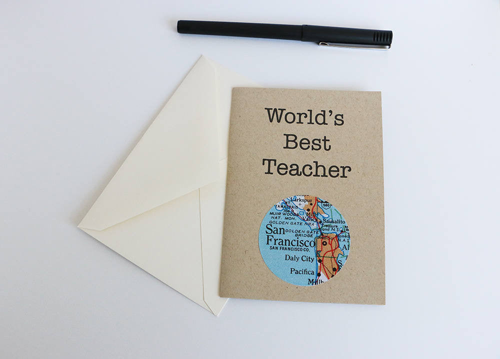 World's Best Teacher Mini Map Card