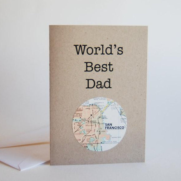 World's Best Dad map card by Granny Panty Designs