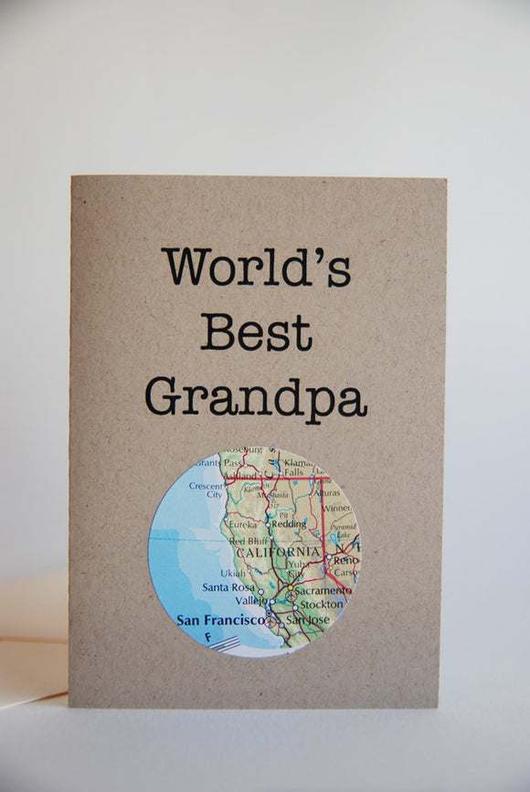 World's Best Grandpa map card by Granny Panty Designs