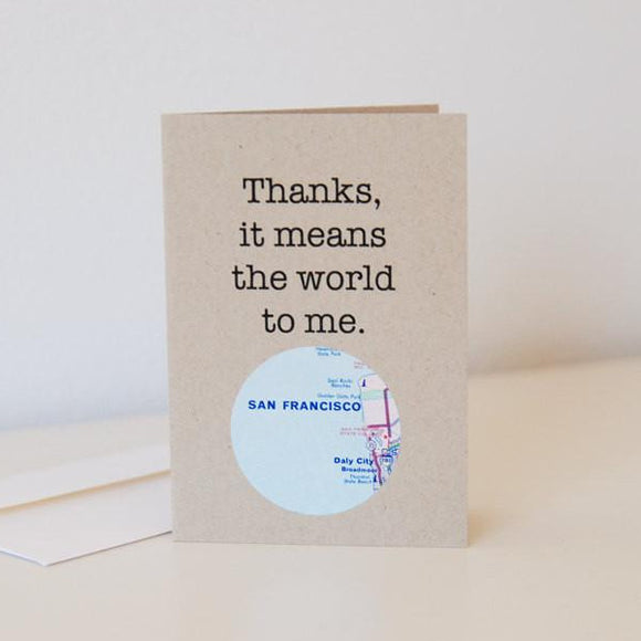 Thanks it means the world to me map card by Granny Panty Designs