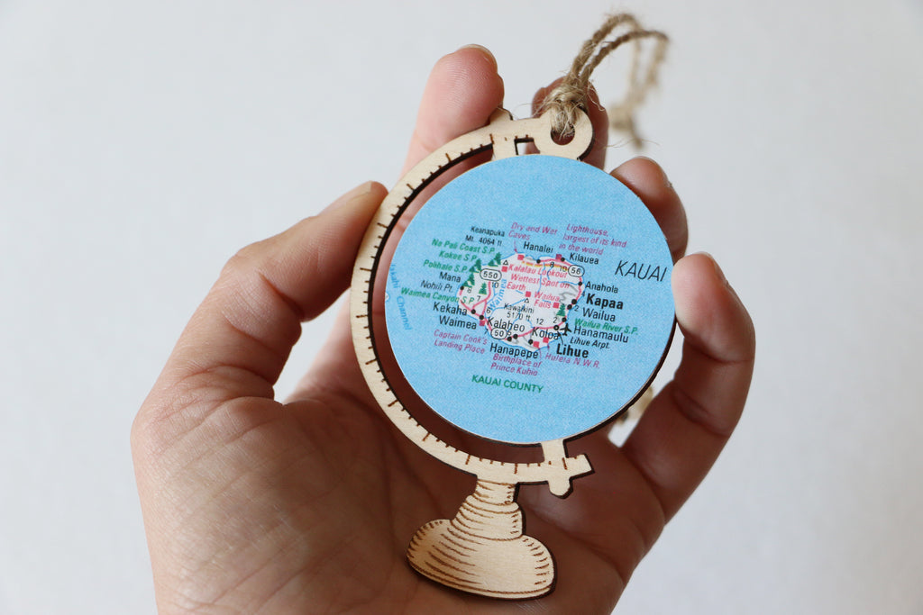 Hawaiian Islands Map Globe Ornament