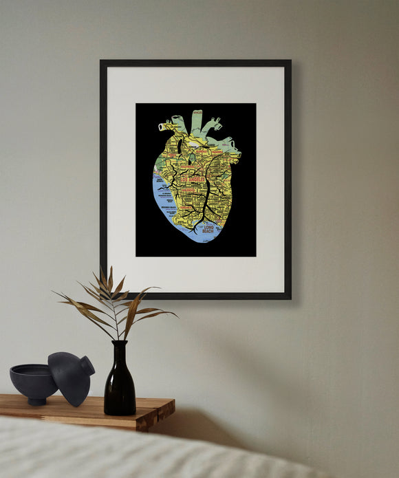 Anatomical heart Los Angeles map poster by Granny Panty Designs