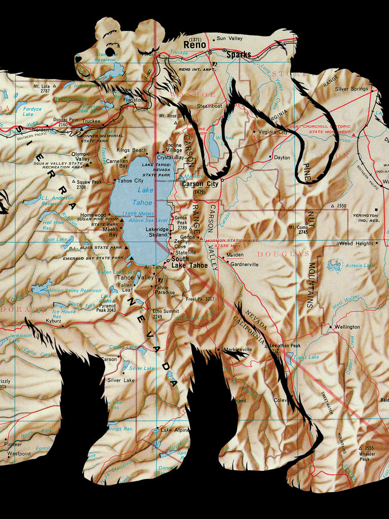 Lake Tahoe Bears - "Bear With Me" Map Print