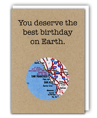 Birthday recycled map greeting card by Granny Panty Designs