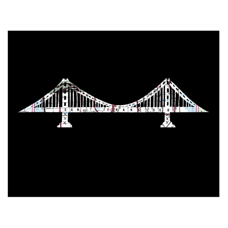 San Francisco Golden Gate Bridge map art print by Granny Panty Designs