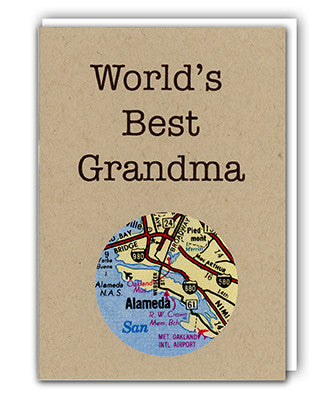 World's Best Grandma map card by Granny Panty Designs