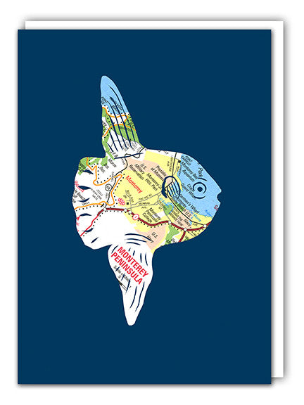 Ocean Sunfish Mola Mola greeting card by Granny Panty Designs
