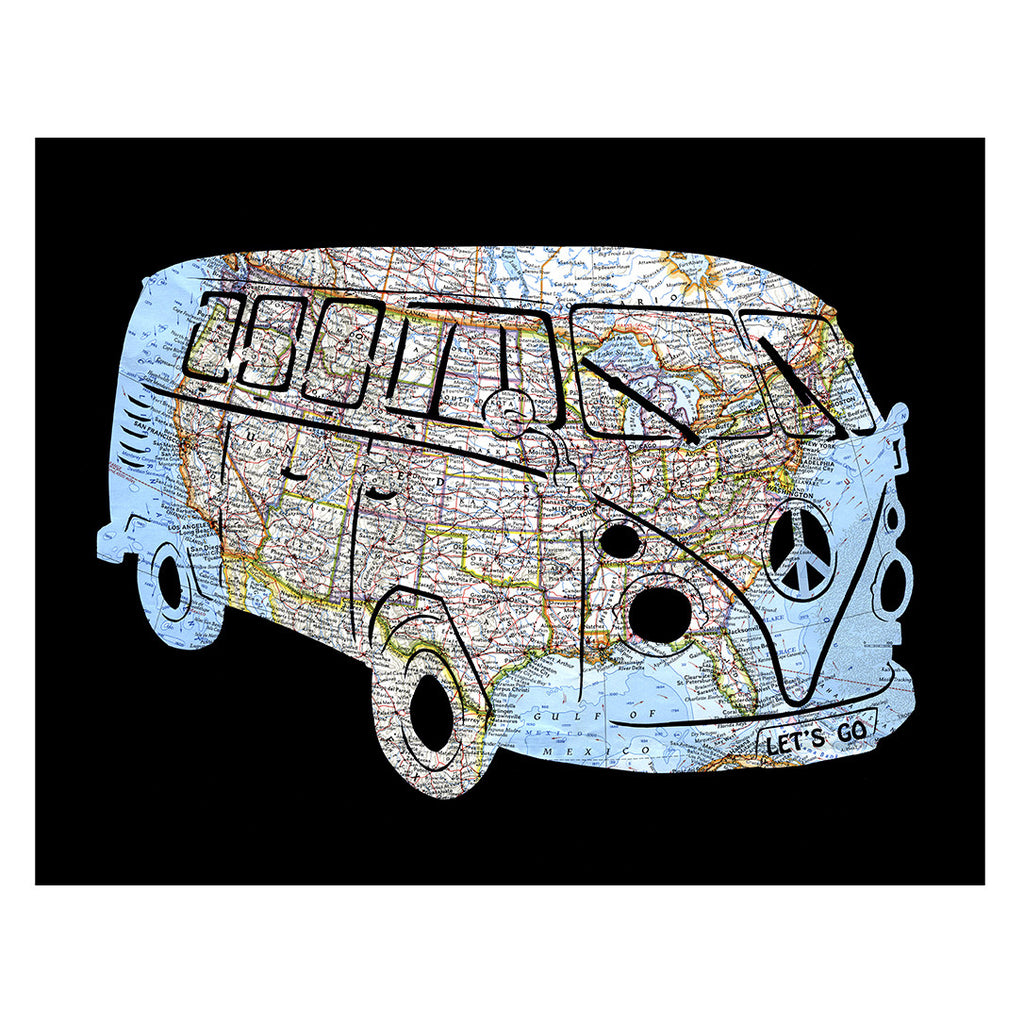 Bus United States Road Map Art
