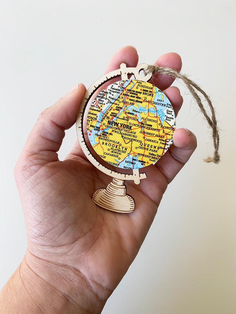 New York City Map Globe Ornament