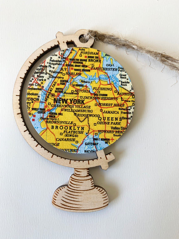 New York City Map Globe Ornament