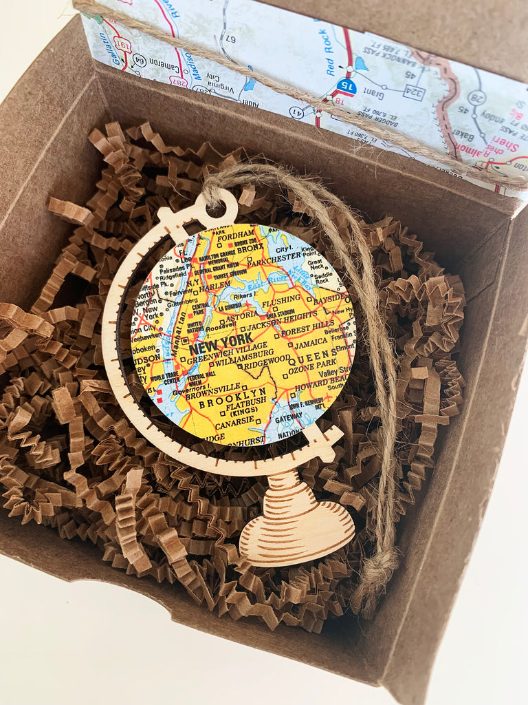New York City Map Globe Ornament