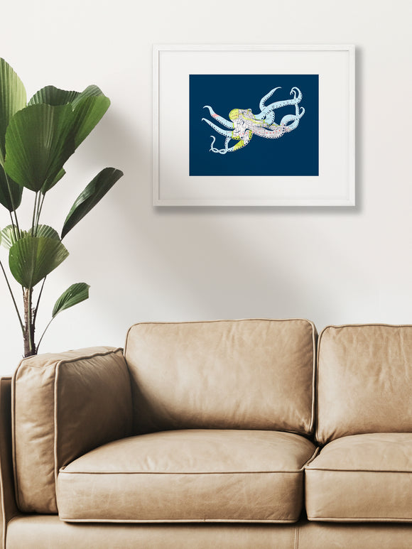 Monterey Octopus Map Art 11x14 Poster