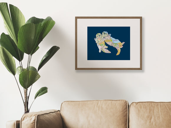 Monterey Map Sea Otter Art Print