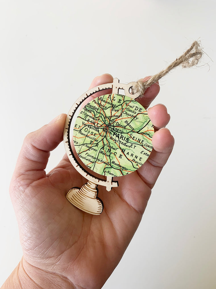 Paris Map Globe Ornament