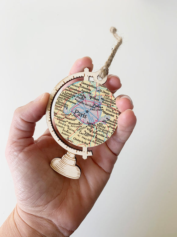 Paris Map Globe Ornament