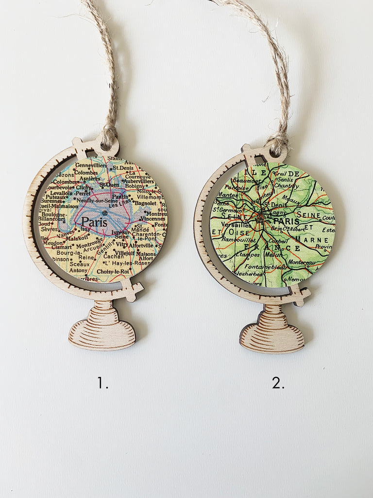 Paris Map Globe Ornament