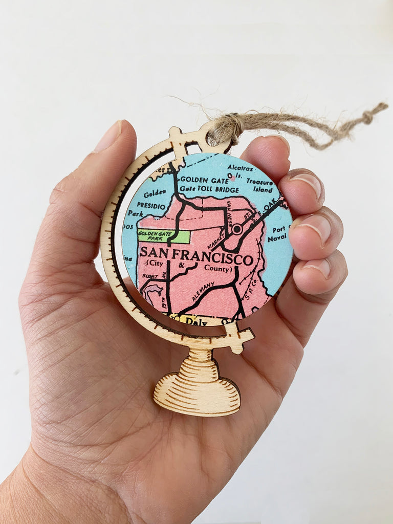 San Francisco Bay Area Map Globe Ornament