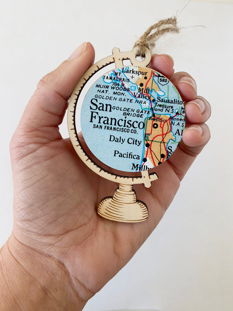 San Francisco Bay Area Map Globe Ornament