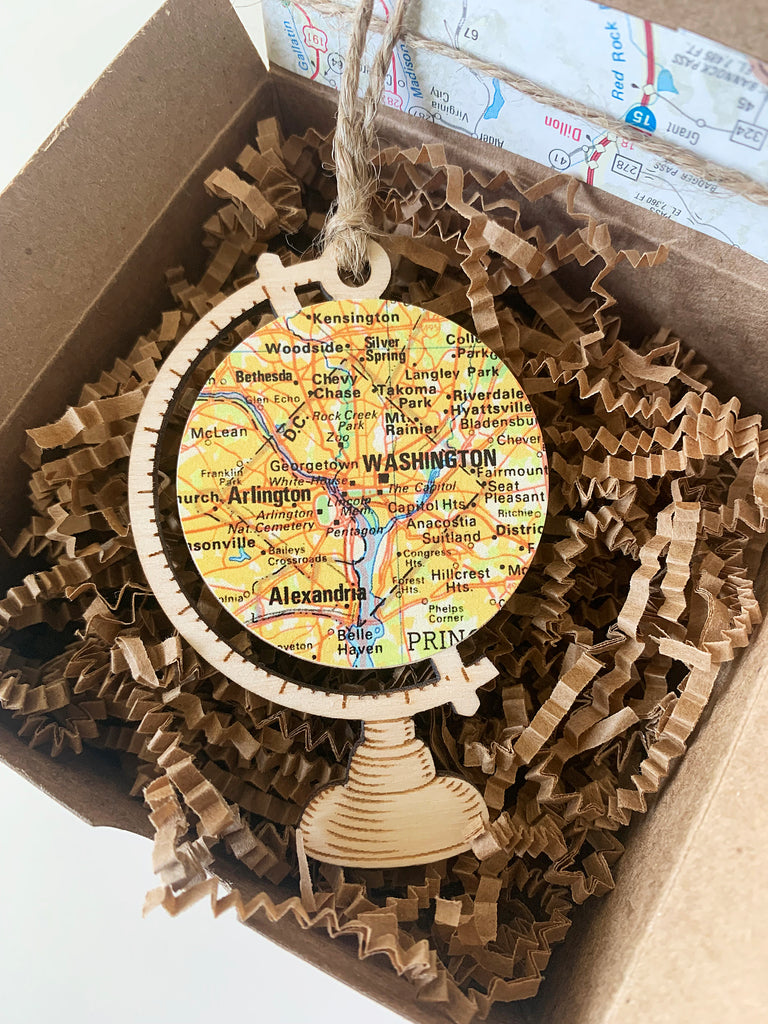 Washington DC Map Globe Ornament