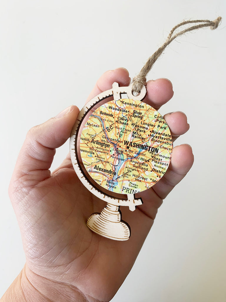 Washington DC Map Globe Ornament