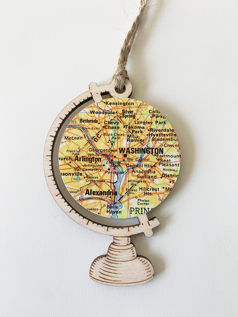 Washington DC Map Globe Ornament